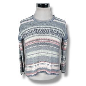 Faherty High Tide Sweater Women's XS Todos Santos Blue Pink Relaxed Fit Stripe